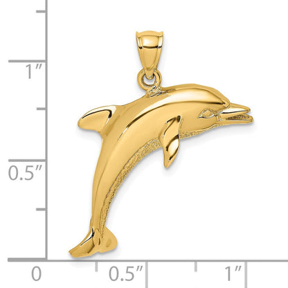 14K Gelbgold Polierter Springender Delfin Charm