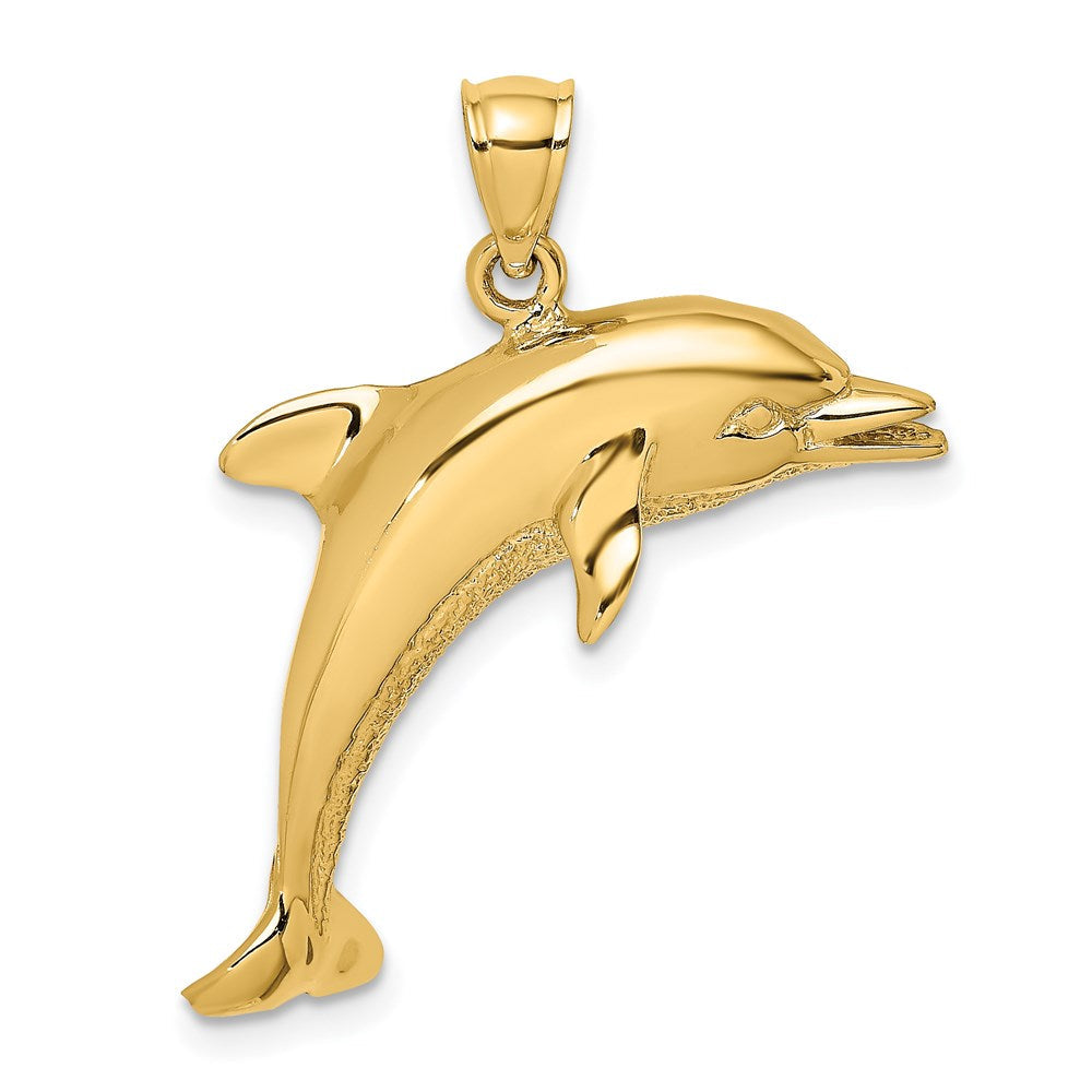 14K Gelbgold Polierter Springender Delfin Charm