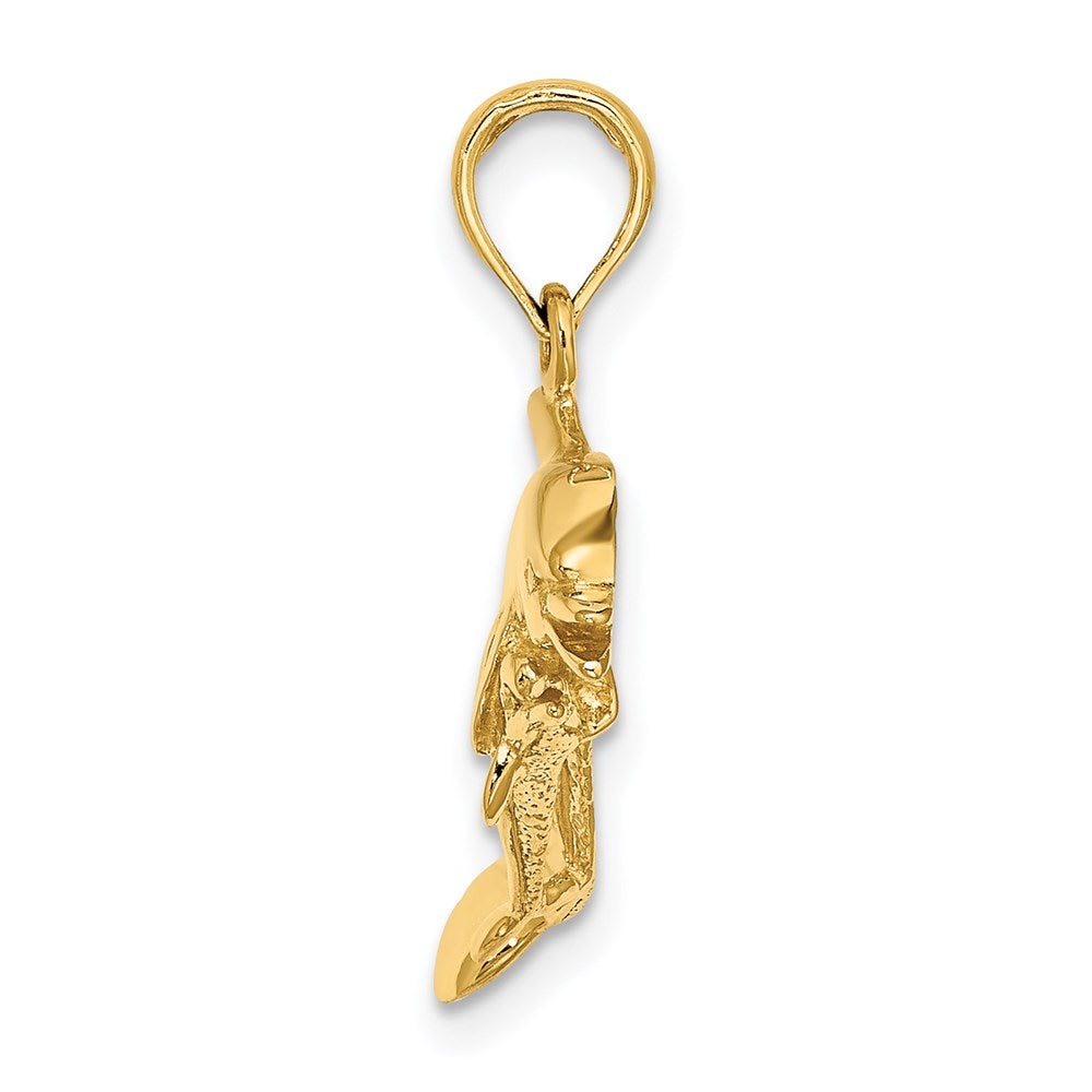 14K Gelbgold 2D-Anhänger „Zwei schwimmende Delfine“
