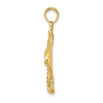 14K Gelbgold Charm Rochen strukturiert mit polierter Kante