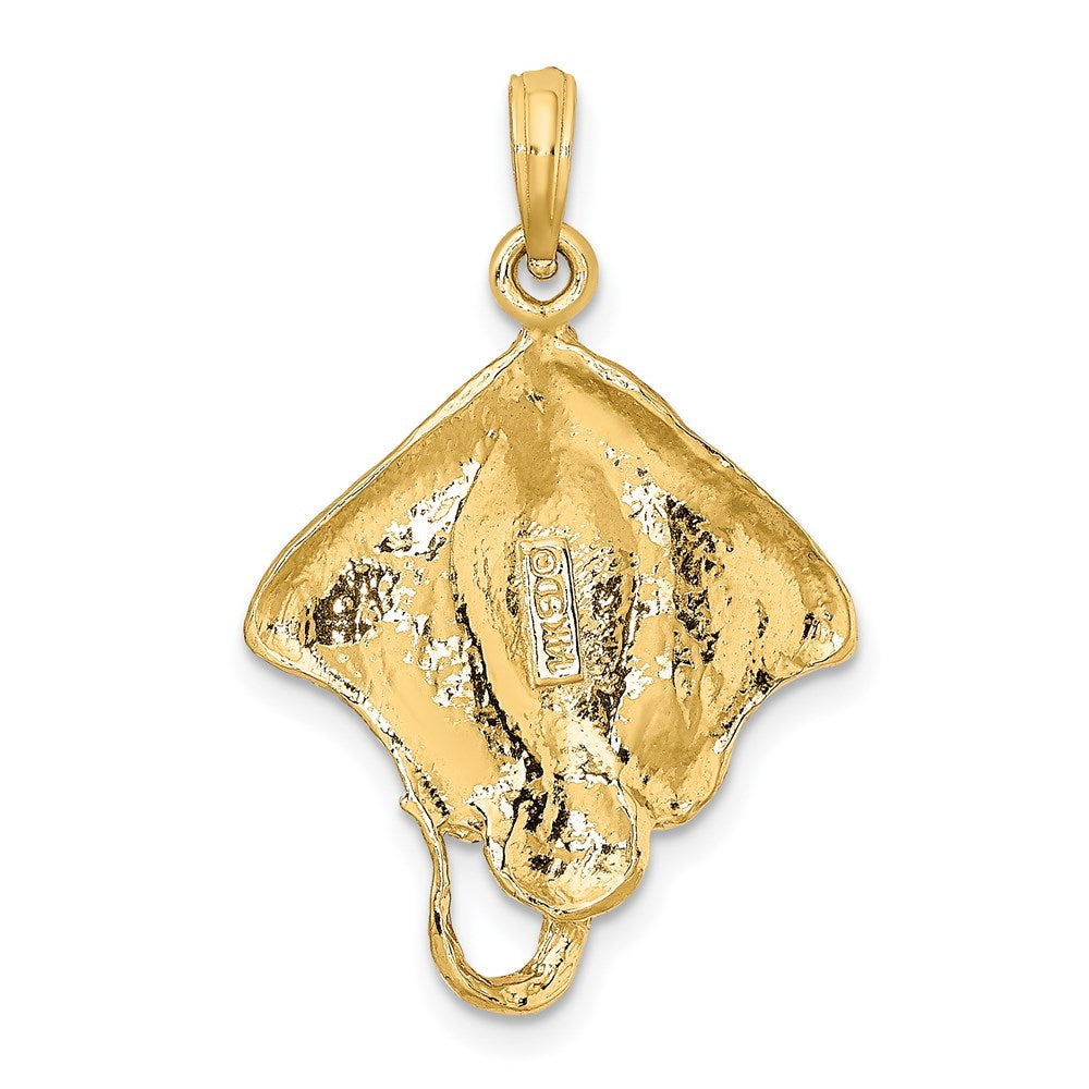 14K Gelbgold Charm Rochen strukturiert mit polierter Kante