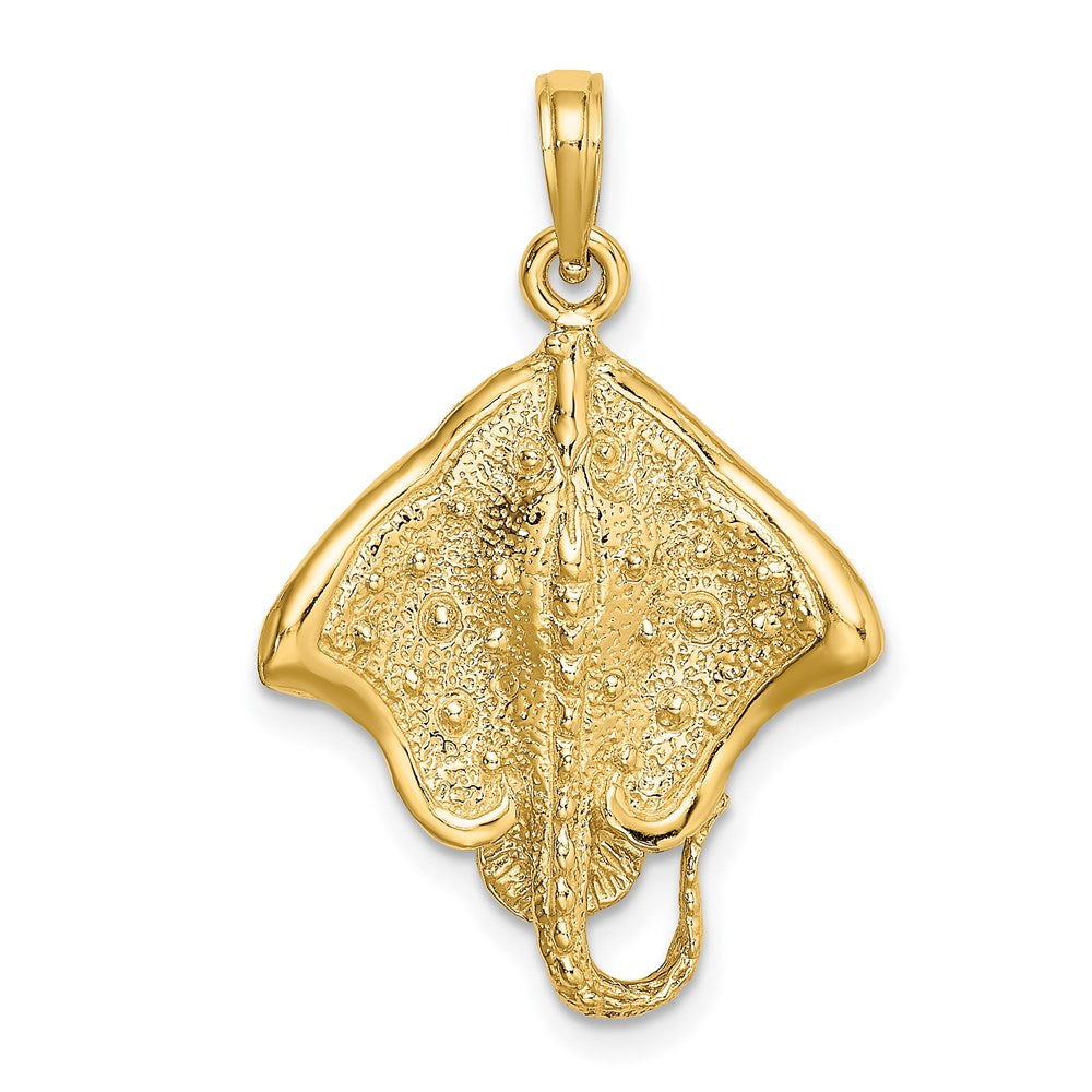 14K Gelbgold Charm Rochen strukturiert mit polierter Kante
