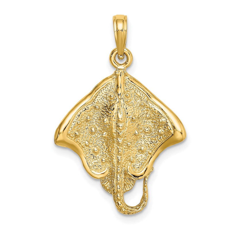 14K Gelbgold Charm Rochen strukturiert mit polierter Kante