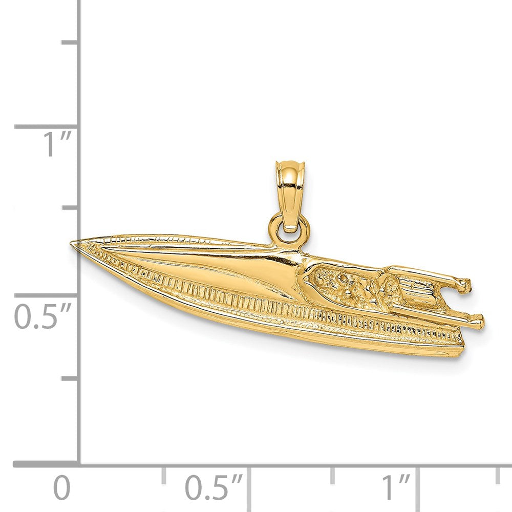 14K Gelbgold Charm SCHNELLBOOT mit 2-D-Struktur