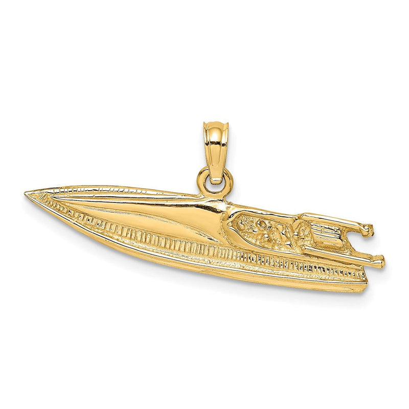 14K Gelbgold Charm SCHNELLBOOT mit 2-D-Struktur