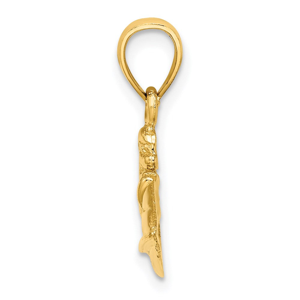 14K Gelbgold Charm „Jet-Ski“ mit strukturierter Oberfläche, 2-D-Design