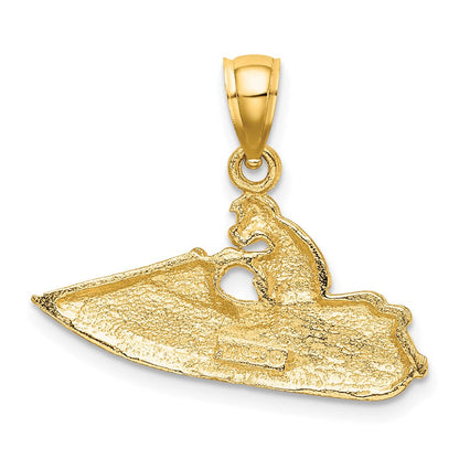 14K Gelbgold Charm „Jet-Ski“ mit strukturierter Oberfläche, 2-D-Design
