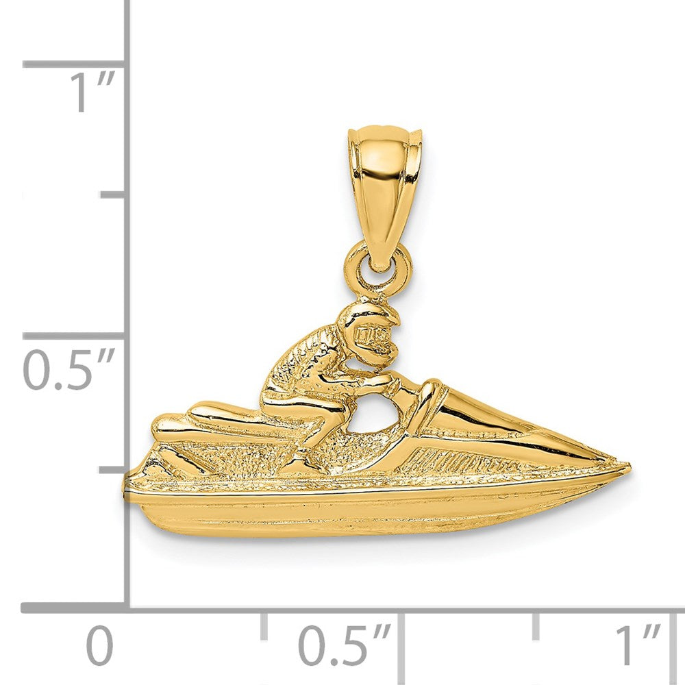 14K Gelbgold Charm „Jet-Ski“ mit strukturierter Oberfläche, 2-D-Design