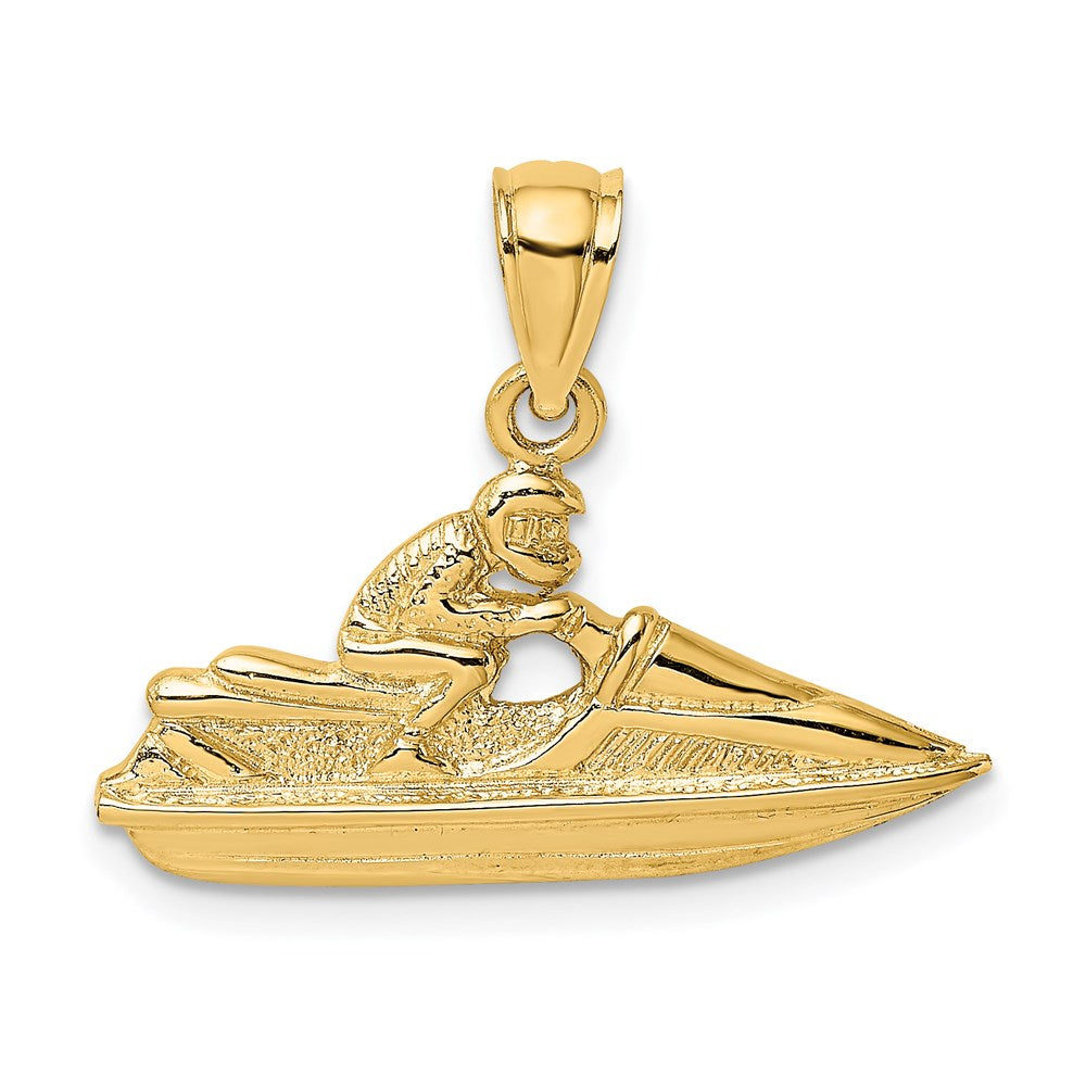 14K Gelbgold Charm „Jet-Ski“ mit strukturierter Oberfläche, 2-D-Design