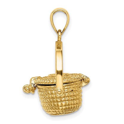 14K Gelbgold 3-D Nantucket-Korb-Charm