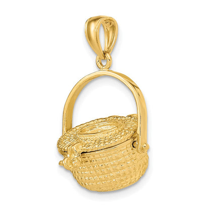 14K Gelbgold 3-D Nantucket-Korb-Charm