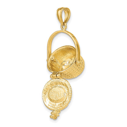 14K Gelbgold 3-D Nantucket-Korb-Charm