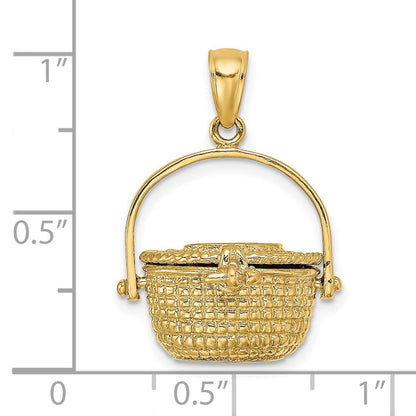 14K Gelbgold 3-D Nantucket-Korb-Charm
