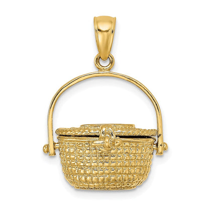 14K Gelbgold 3-D Nantucket-Korb-Charm