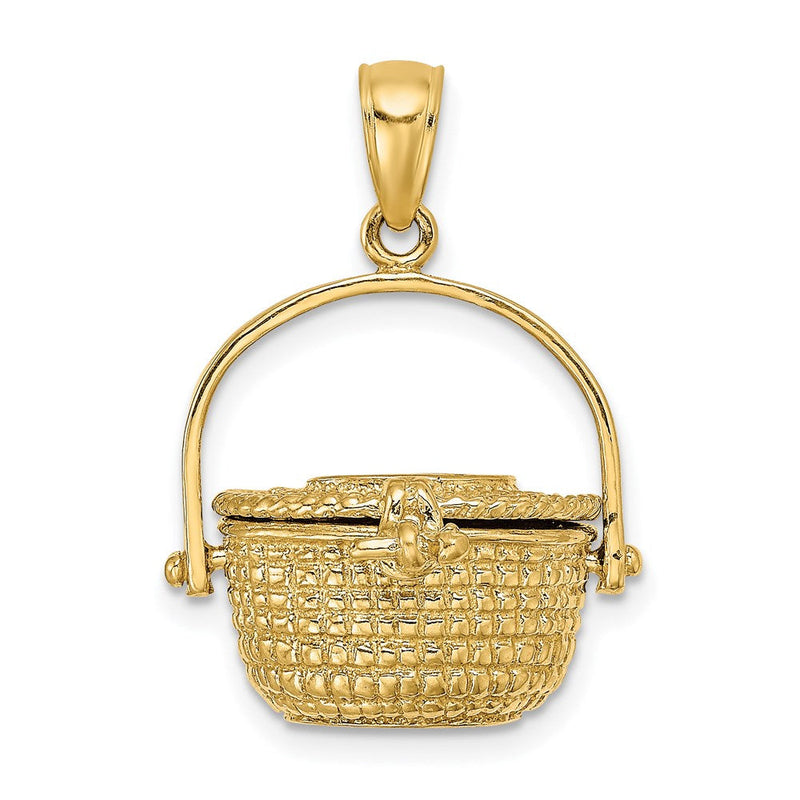 14K Gelbgold 3-D Nantucket-Korb-Charm