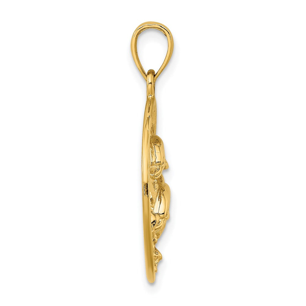 585 Gelbgold Charm mit zwei Delfinen im Kreis