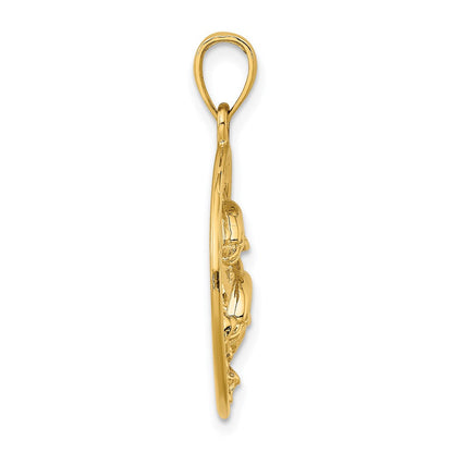 585 Gelbgold Charm mit zwei Delfinen im Kreis