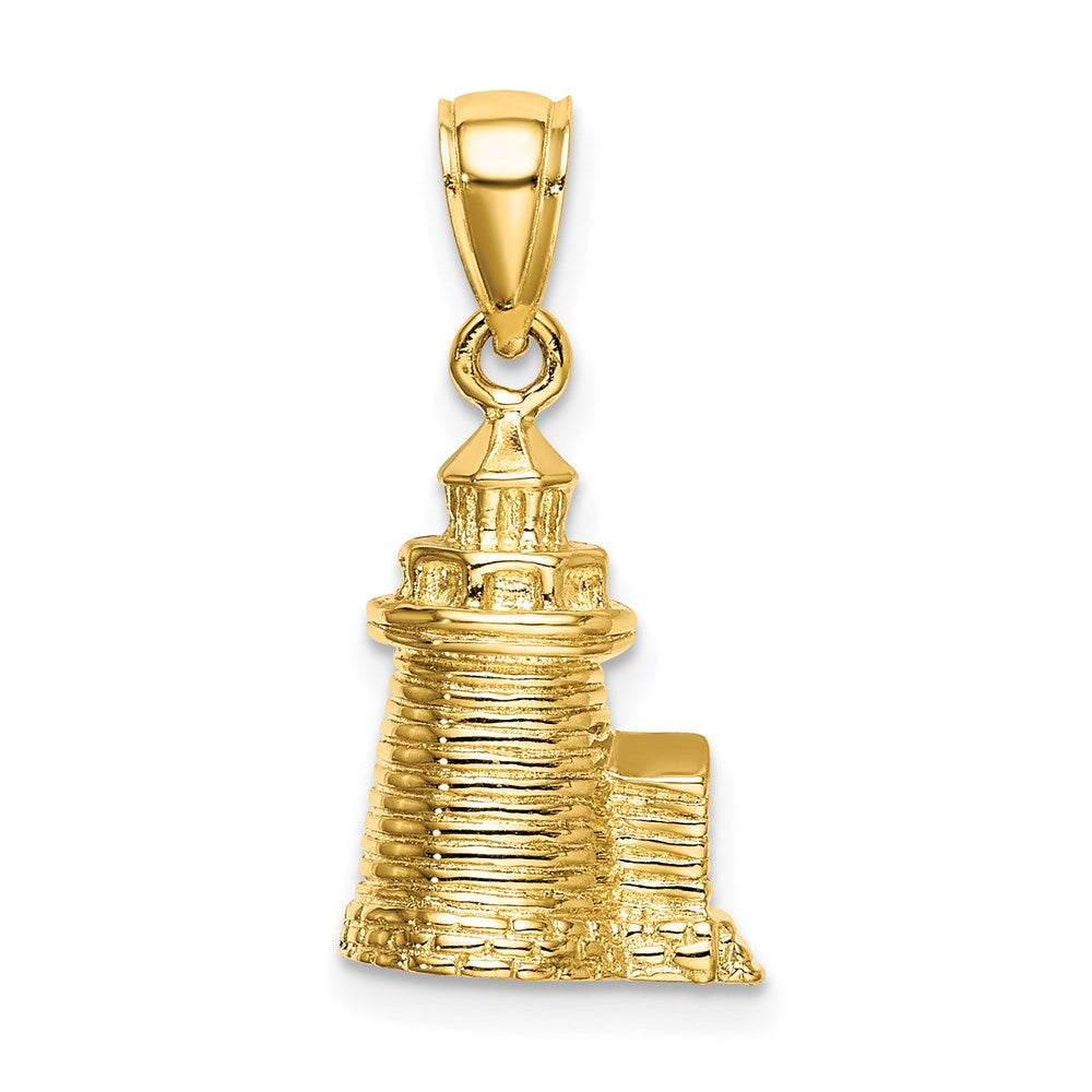14K Gelbgold 3-D-Charm „Brant Point Lighthouse, Nantucket Harbor, MA“