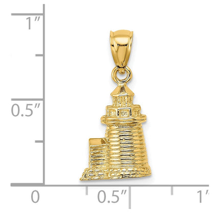 14K Gelbgold 3-D-Charm „Brant Point Lighthouse, Nantucket Harbor, MA“