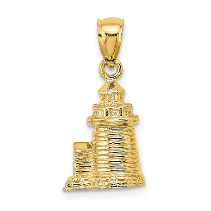 14K Gelbgold 3-D-Charm „Brant Point Lighthouse, Nantucket Harbor, MA“