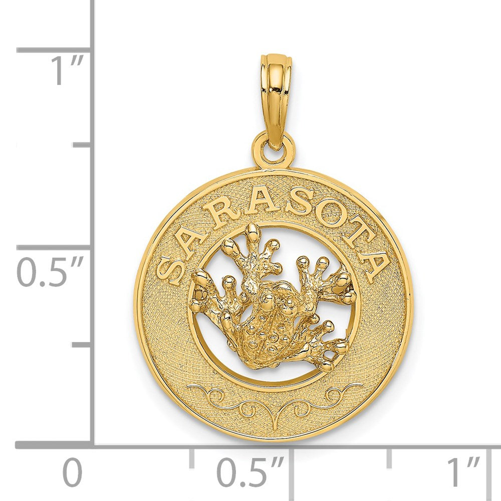 14K Gelbgold SARASOTA Charm mit Frosch-Kreis-Anhänger