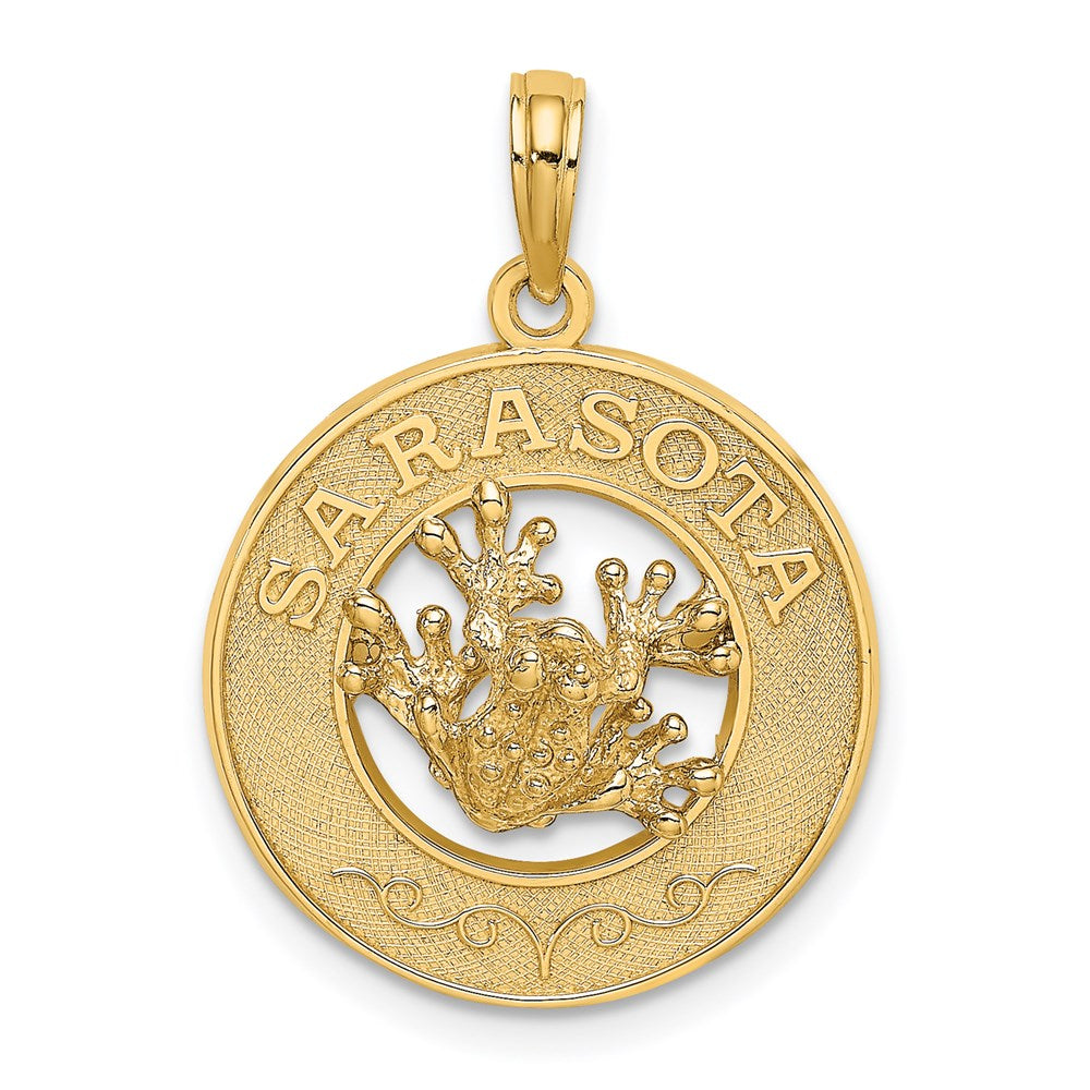 14K Gelbgold SARASOTA Charm mit Frosch-Kreis-Anhänger