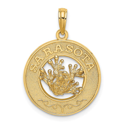 14K Gelbgold SARASOTA Charm mit Frosch-Kreis-Anhänger