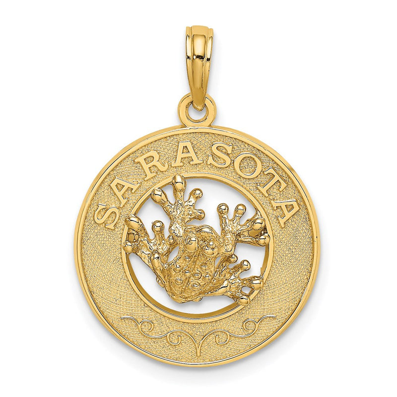 14K Gelbgold SARASOTA Charm mit Frosch-Kreis-Anhänger