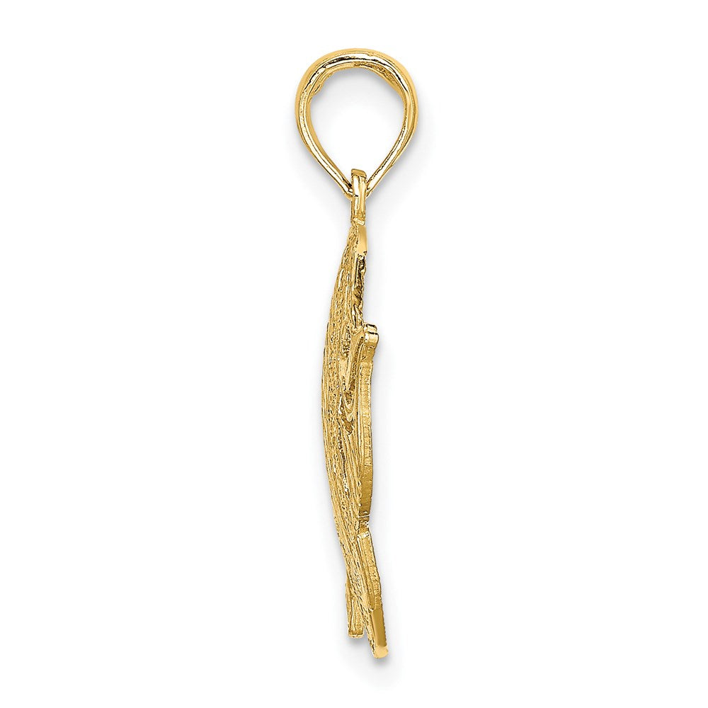 14K Gelbgold Polierter Fisch-Charm mit Ausschnitt