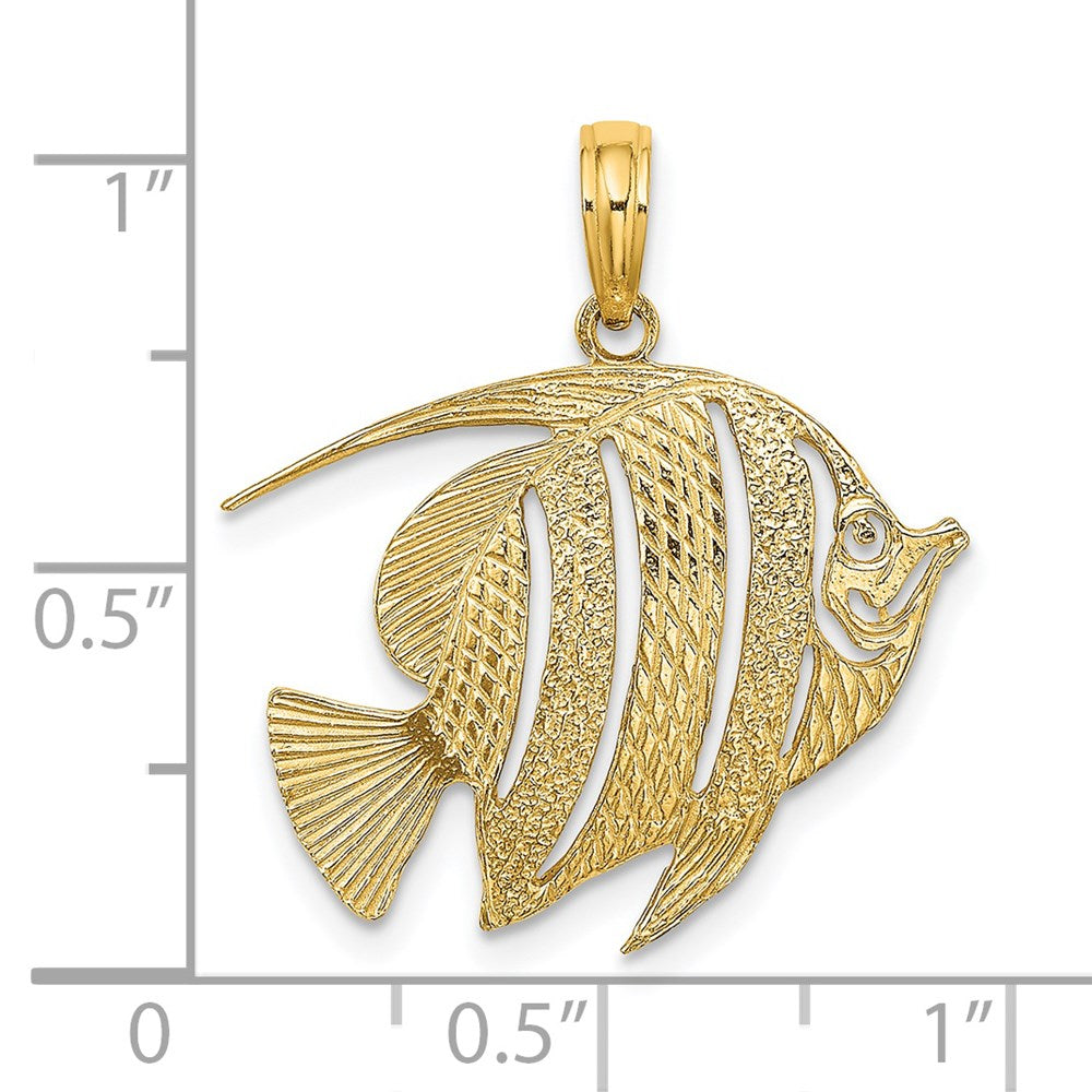 14K Gelbgold Polierter Fisch-Charm mit Ausschnitt