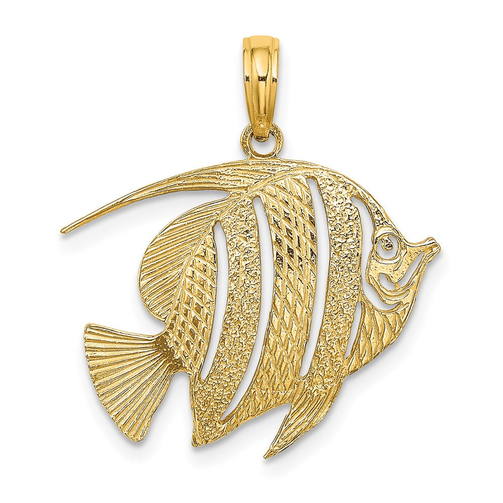14K Gelbgold Polierter Fisch-Charm mit Ausschnitt