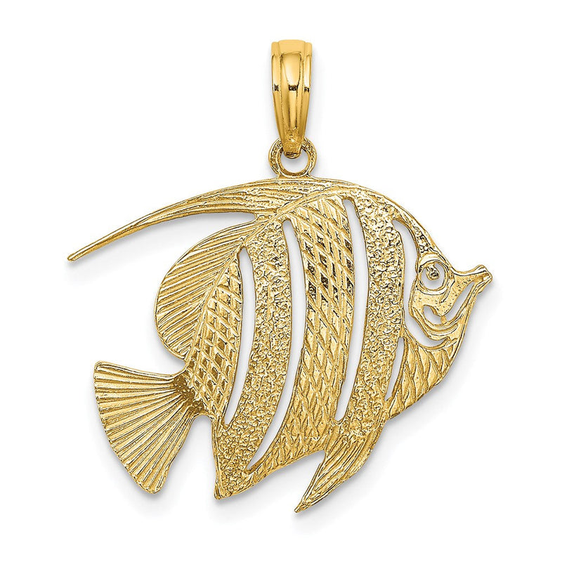 14K Gelbgold Polierter Fisch-Charm mit Ausschnitt