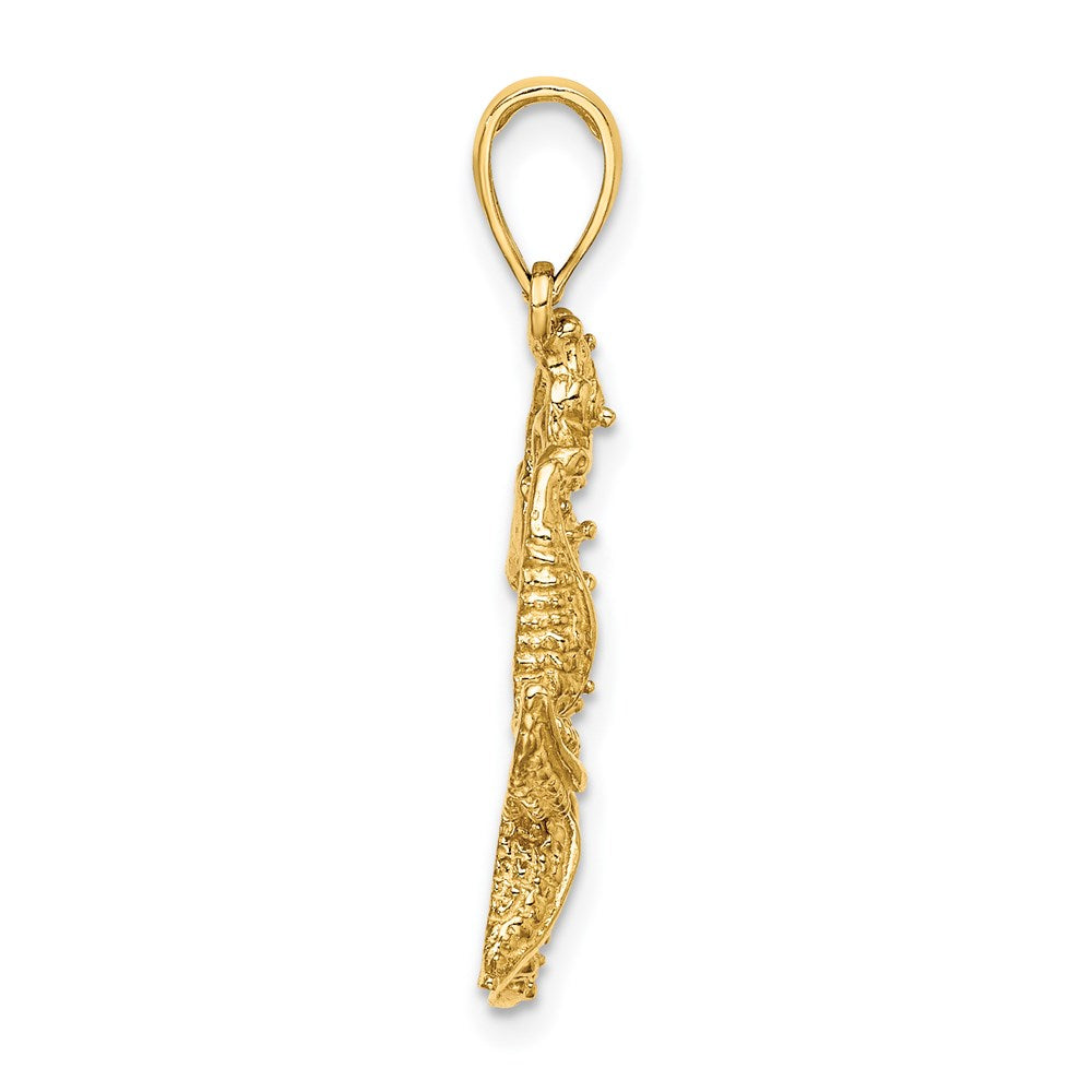 14 Karat Gelbgold Seestern- und Seepferdchen-Charm