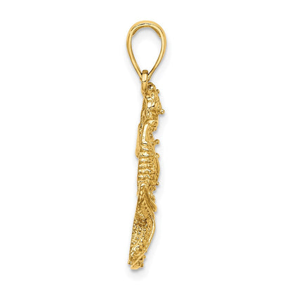 14 Karat Gelbgold Seestern- und Seepferdchen-Charm