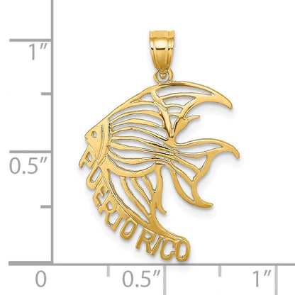 14K Gelbgold Ausgeschnitten Puerto Rico Kaiserfisch Charm