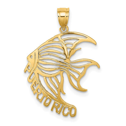 14K Gelbgold Ausgeschnitten Puerto Rico Kaiserfisch Charm