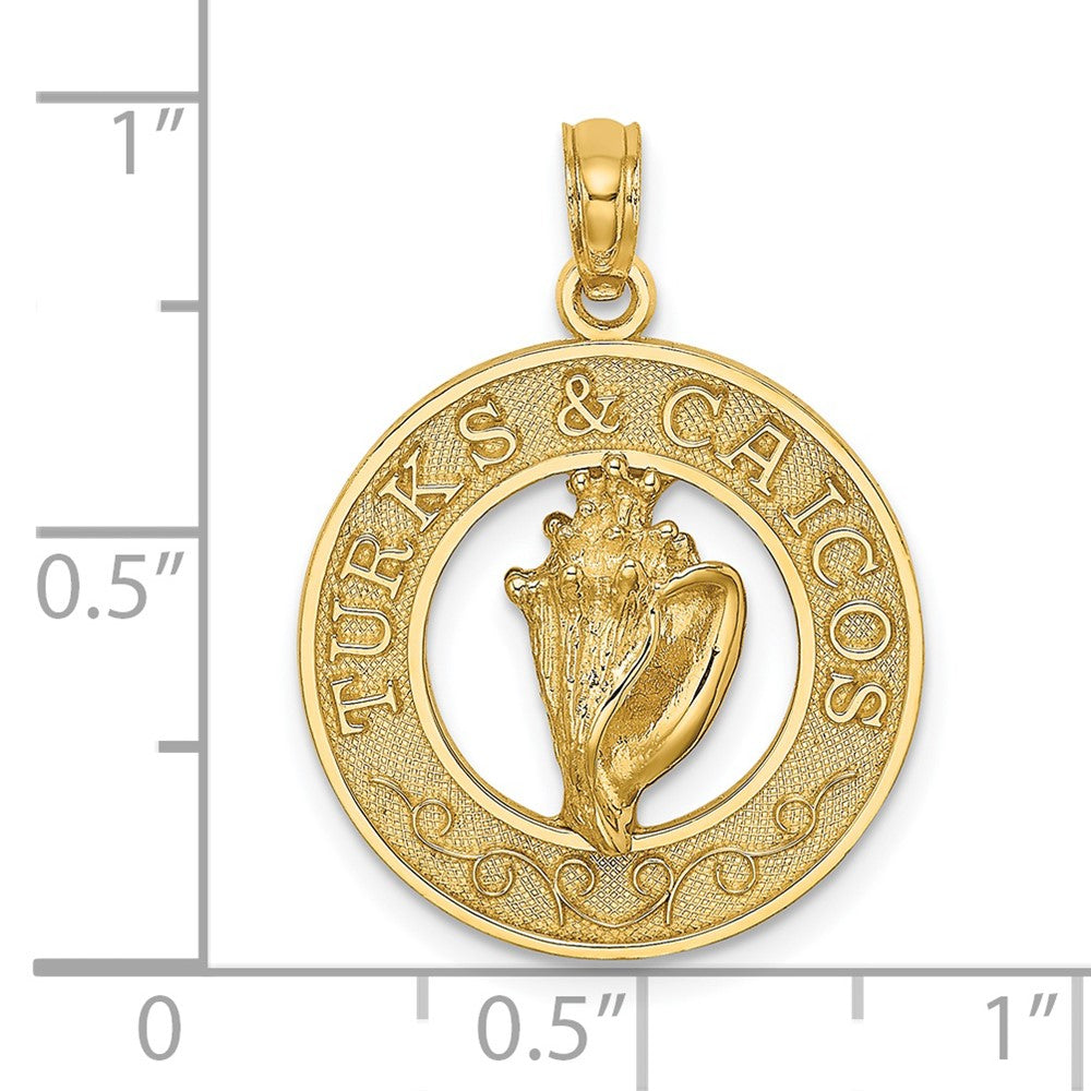 14K Gelbgold Charm "Turks and Caicos" mit Muschelkreis