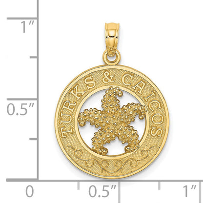 14K Gelbgold TURKS AND CAICOS Charm mit Seestern-Kreis