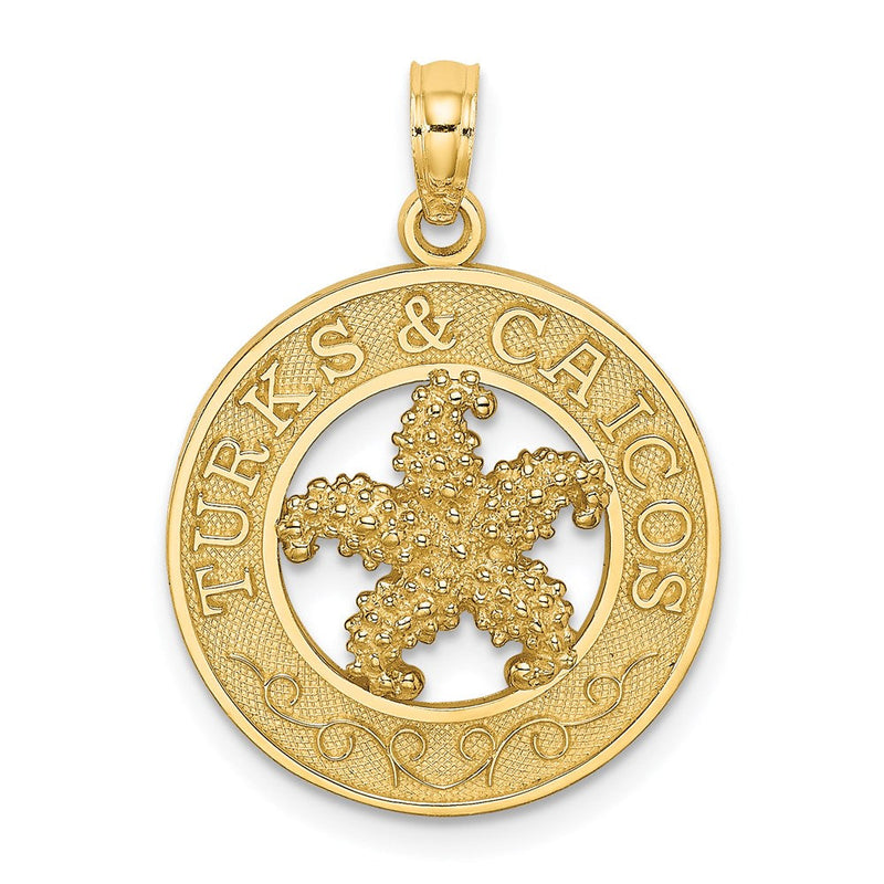 14K Gelbgold TURKS AND CAICOS Charm mit Seestern-Kreis