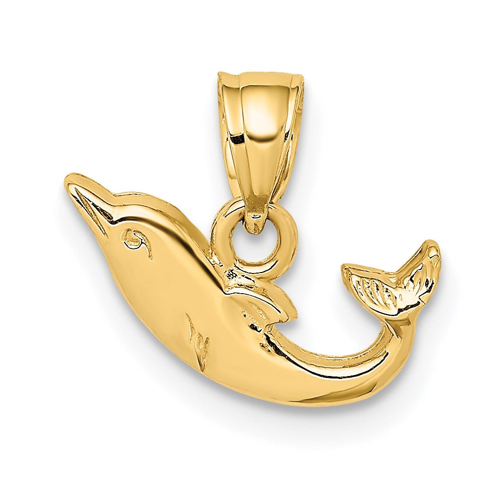 14K Gelbgold Poliert Mini Delfin Charm