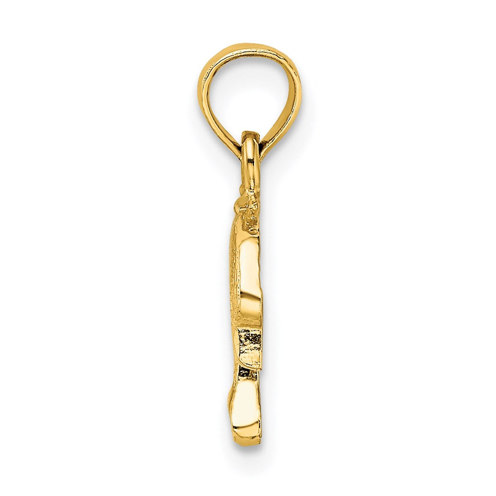 14K Gelbgold Strukturiert Mini Delfin Springend Charm