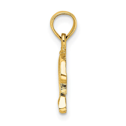 14K Gelbgold Strukturiert Mini Delfin Springend Charm