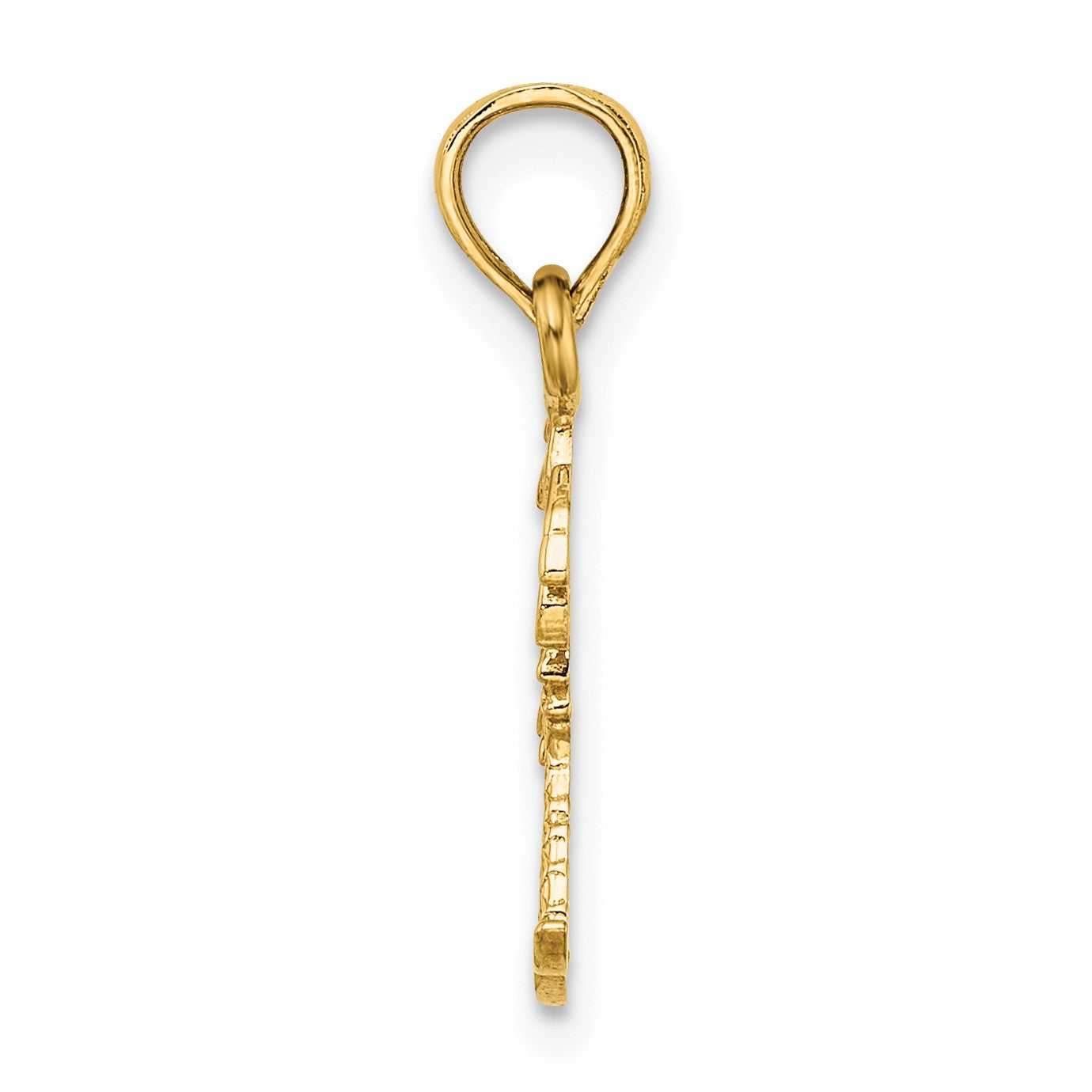 14K Gelbgold Texture Mini Doppelt Palme Trees Charm