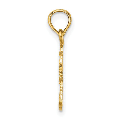14K Gelbgold Texture Mini Doppelt Palme Trees Charm