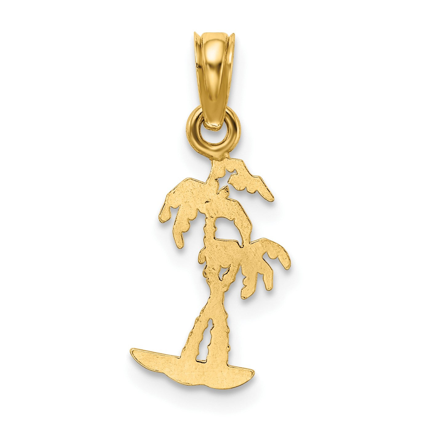 14K Gelbgold Texture Mini Doppelt Palme Trees Charm