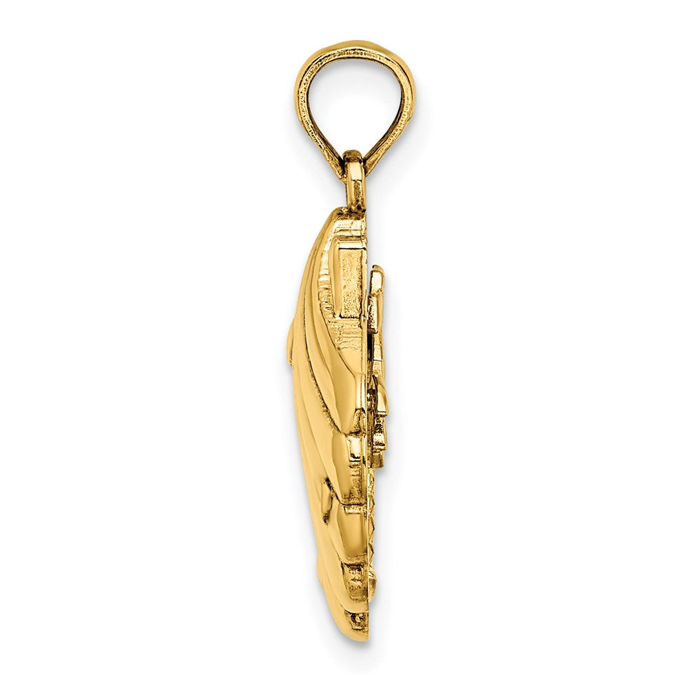 14K Gelbgold wendbarer Palmen-in-Muschel-Charm