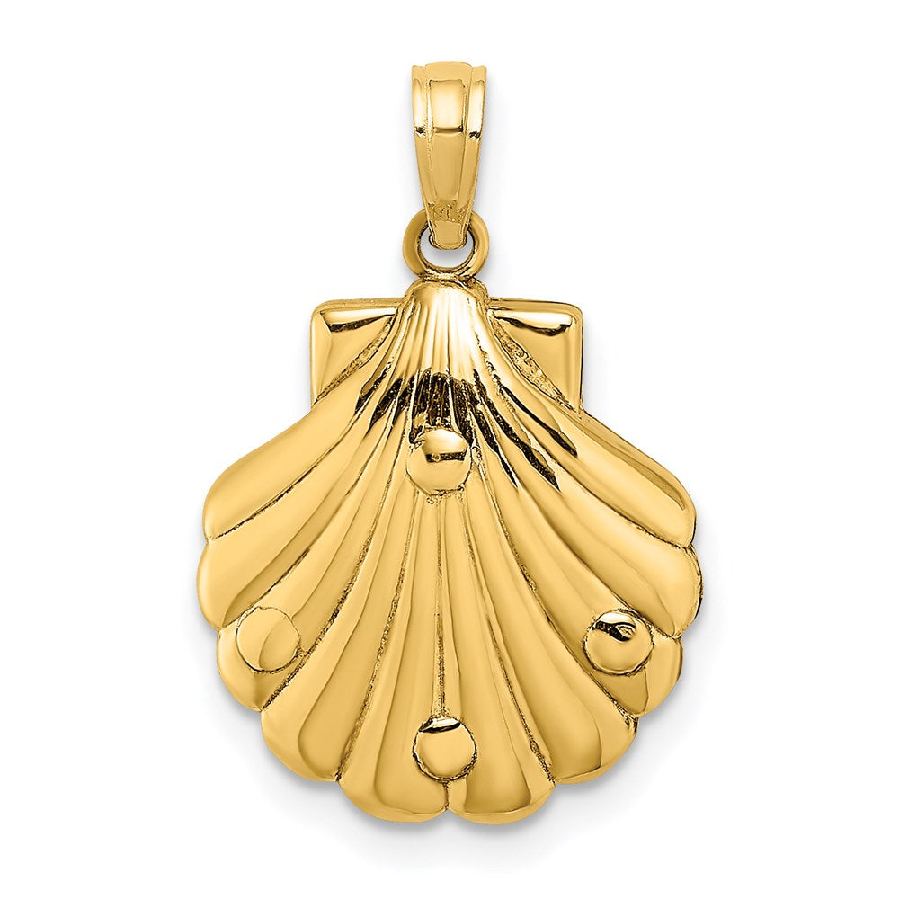 14K Gelbgold wendbarer Palmen-in-Muschel-Charm