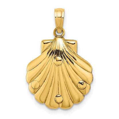 14K Gelbgold wendbarer Palmen-in-Muschel-Charm