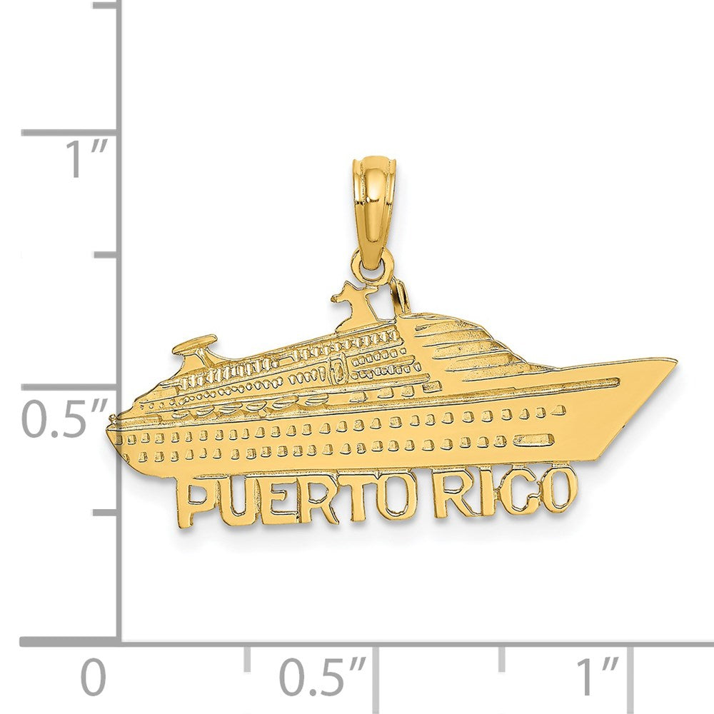14K Gelbgold Poliert Kreuzfahrtschiff Charm "PUERTO RICO