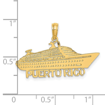 14K Gelbgold Poliert Kreuzfahrtschiff Charm "PUERTO RICO
